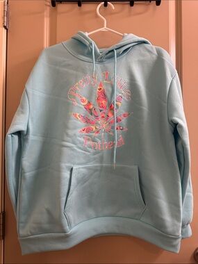 Pretty Little Pothead Light Blue Graphic Hoodie